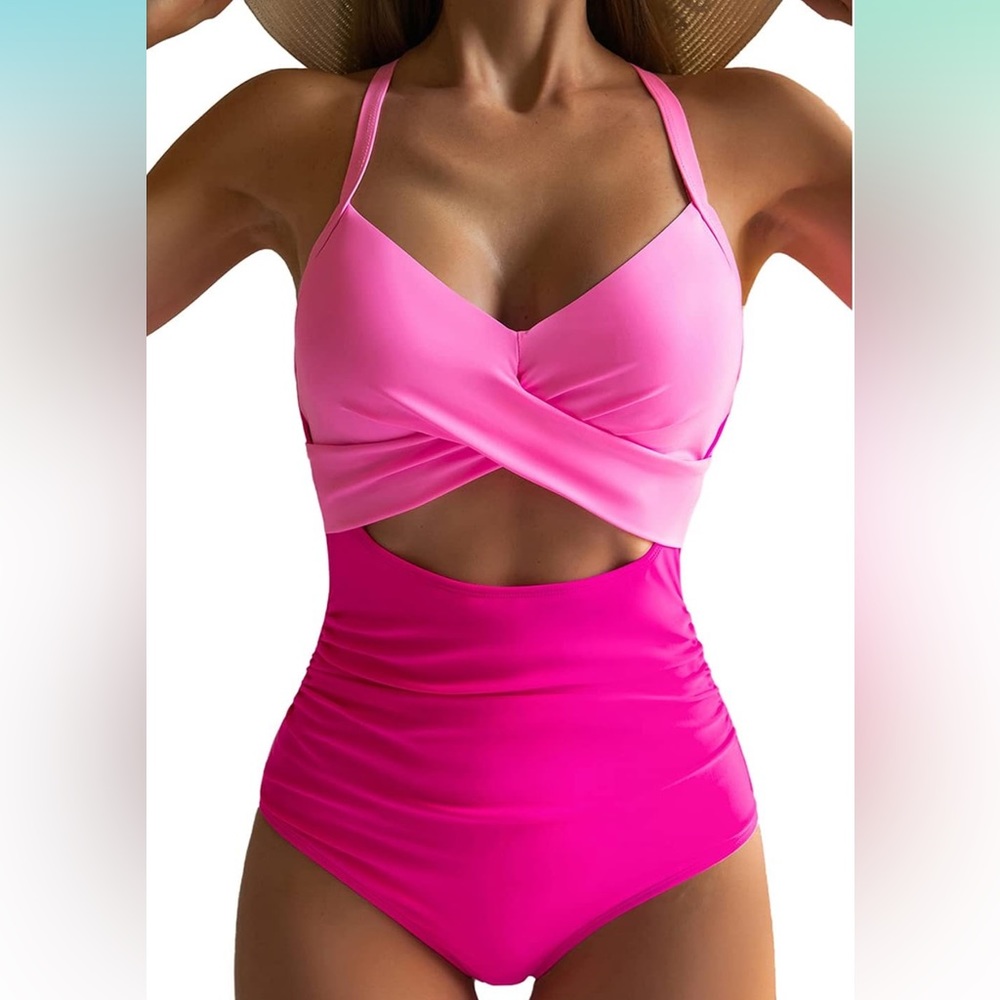 Women's One Piece Swimsuits Tummy Control Cutout High Waisted Bathing Suit